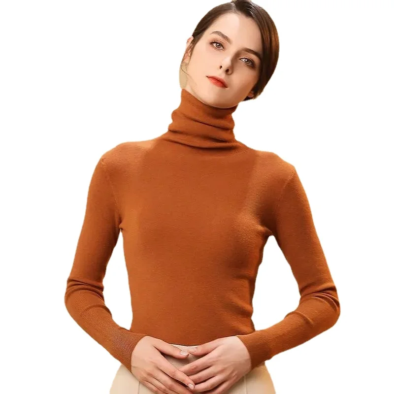 

New style pile pile collar bottom upper garment western style turtleneck sweater female self-cultivation autumn winter knitting