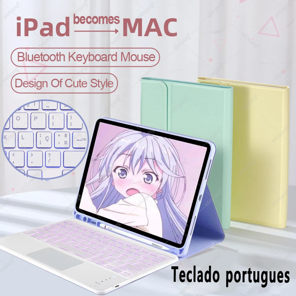 

Portugues Backlight Trackpad Keyboard Case For iPad Air 4 10.9 Pro 11 2020 9.7 10.5 10.2 2019 5th 6th 7 7th Generation Air 3