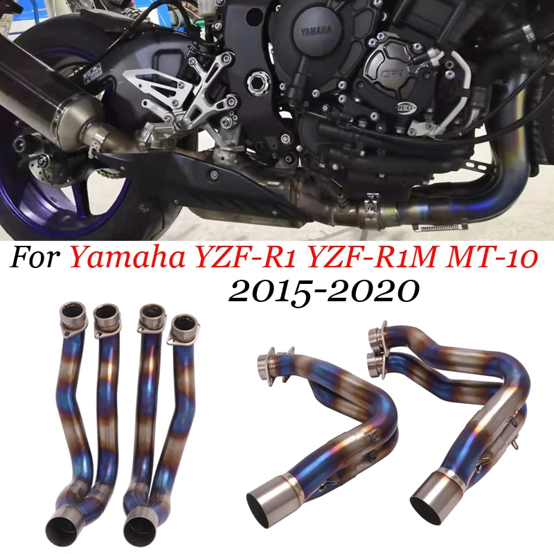 Tubo de conexión frontal sin silenciador para motocicleta yamaha r1 yzf r1 2015-2020, tubo de escape modificado de aleación de titanio