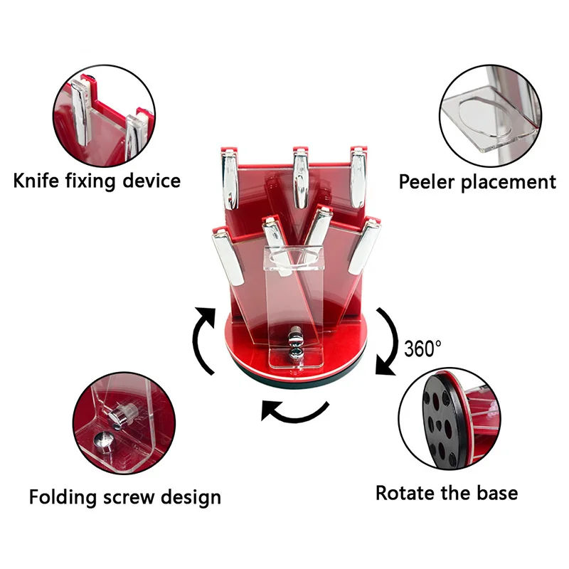 Высококачественные акриловые держатели для ножей 360 градусов кухонный блок