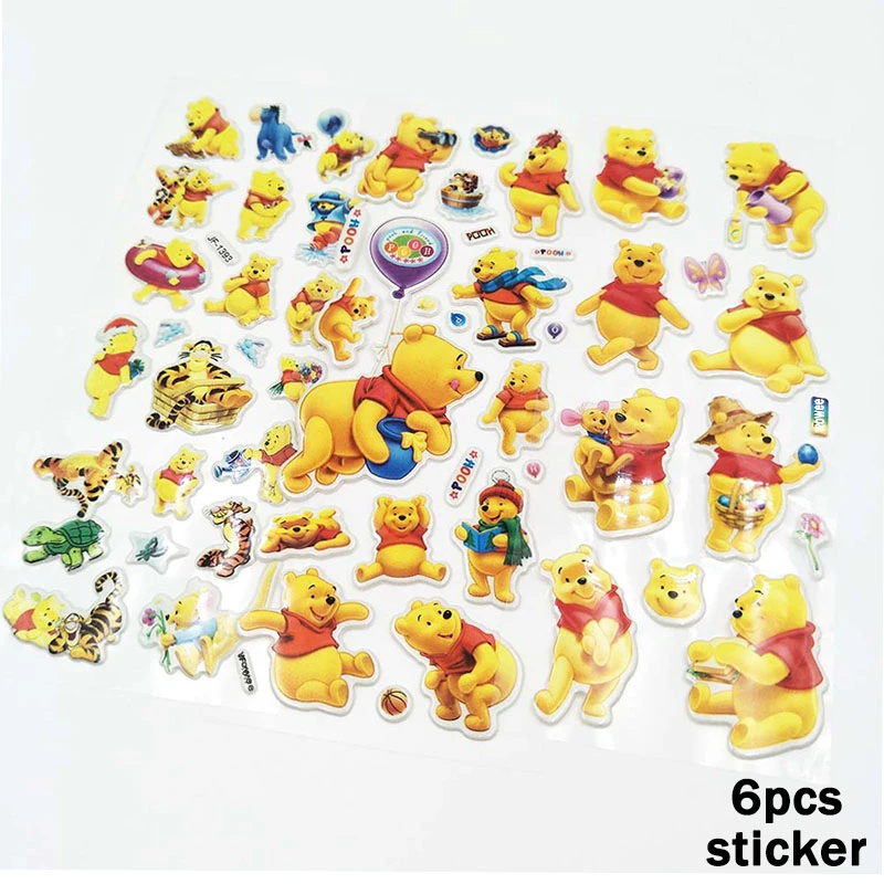 6Sticker Gift 10 детских одноразовых столовых приборов с изображением медведя Винни, ложки, праздничные принадлежности для дня рождения, праздничные украшения, вечерние подарки - Цвет: 6Sticker Gift