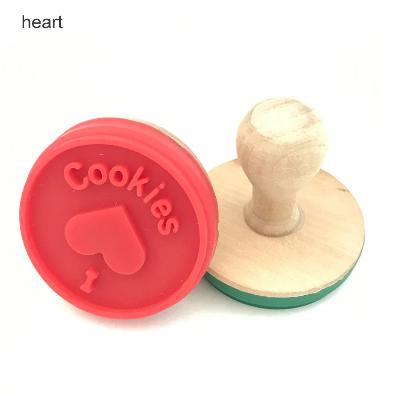 heart Деревянная ручка резак сделал печать формы DIY Кондитерские Торт Печенье Уплотнение формы силиконовый штемпель для печенья формы для выпечки Кухня Обеденный бар - Цвет: heart