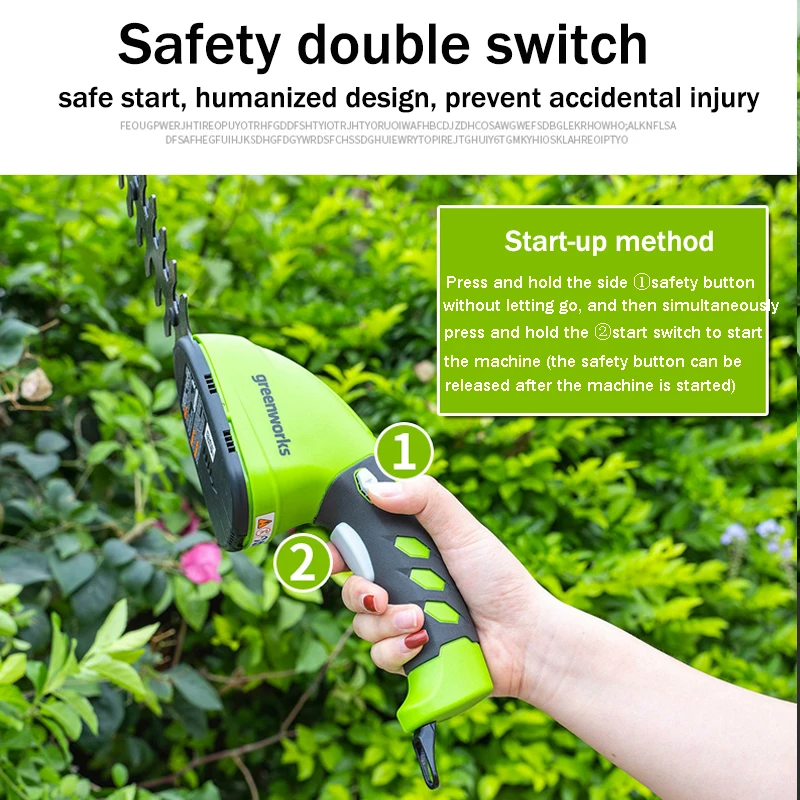 Greenworks Electric Mini Trimmer Cordless Hedge and Grass Trimmer 7.2V Lithium Battery 2 in 1 Shrub Grass Trimmer Garden Tools