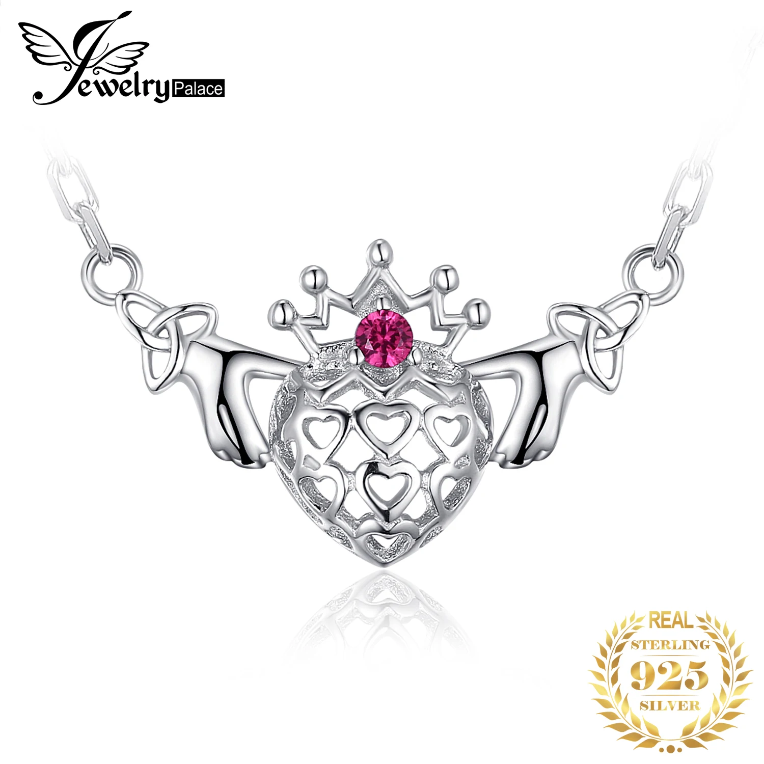 Кельтский Клэдда создан рубиновое ожерелье с подвеской 925 драгоценные камни из