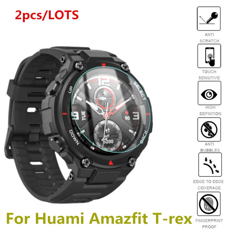 2Pack for Huami Amazfit T-Rex Tempered Glass Screen Protector 9H Scratch Proof Explosion-Proof Smartwatch Protective Glass