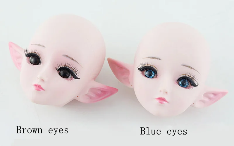 Практический макияж, голова куклы с демоном, уши лысые для 1/3 BJD, кукла как для 60 см, кукла DIY, косплей, аксессуары для девочек