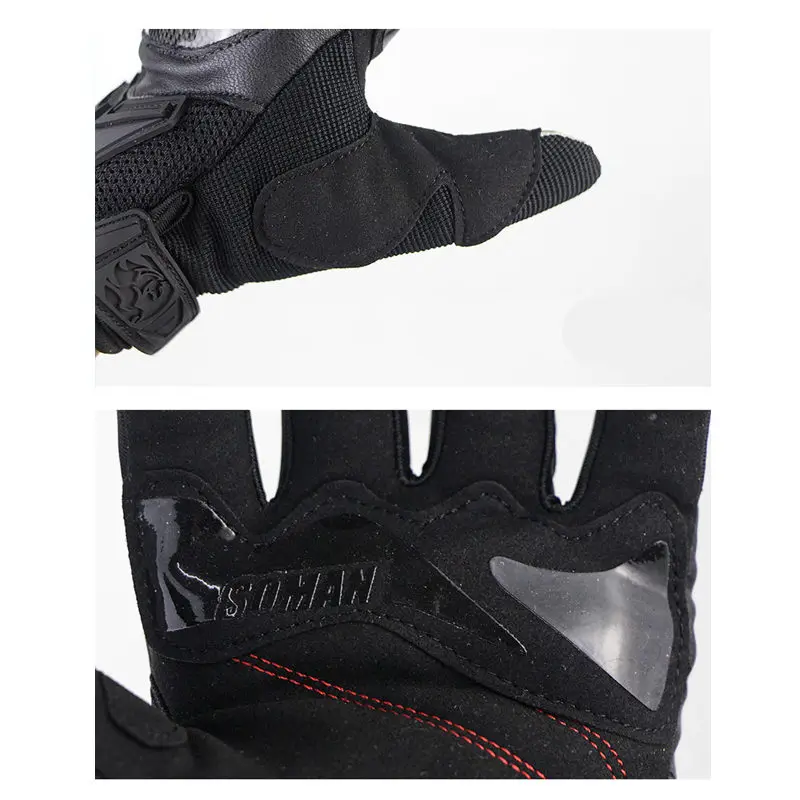 Мужские мотоциклетные перчатки SOMAN дышащие черные из углеродного волокна для