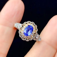 925 new product reel bead edge hollowed out color separation simulation sapphire adjustable ring for women jewelry wholesale