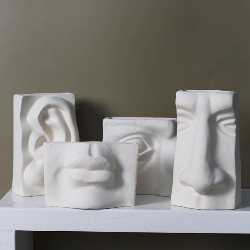 

Nordic Funny Human Face Facial Features Porcelain Vase Ceramic Flower Vase Home Decoration Accessories Flower Arrangement Crafts