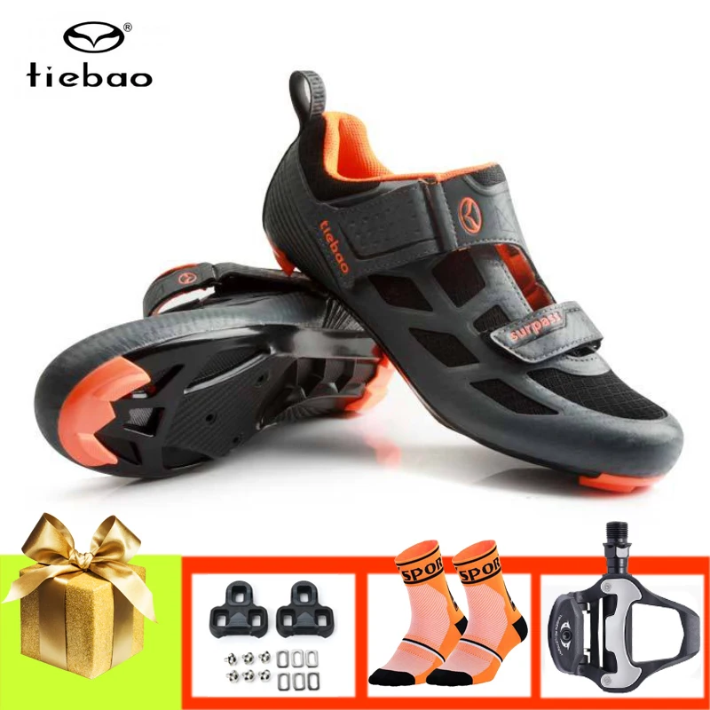 TIEBAO men Triathlon cycling shoes sapatilha ciclismo road bike sneakers women SPD-SL pedals outdoor sport riding bicycle shoes