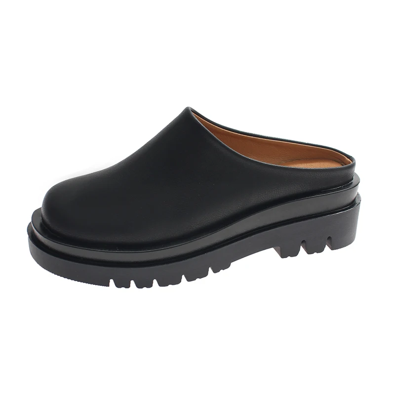 

SYNXDN Slip On Women Loafers Thick Bottom Platform Leather Slides Autumn Fashion Shoes Comfortable Shallow Female Shoes
