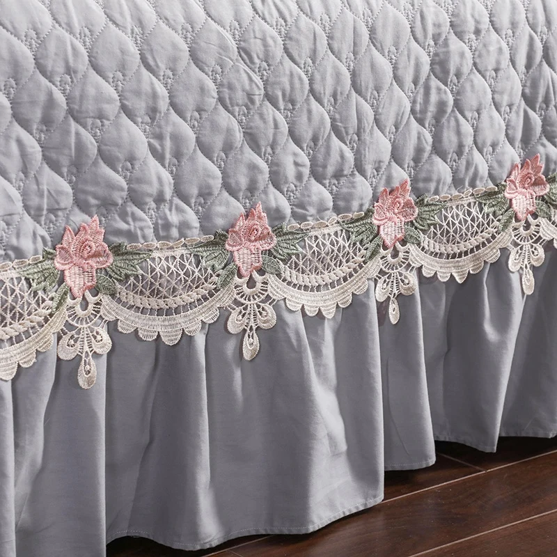 Элегантное кружевное стеганое покрывало из 100% хлопка серого синего фиолетового