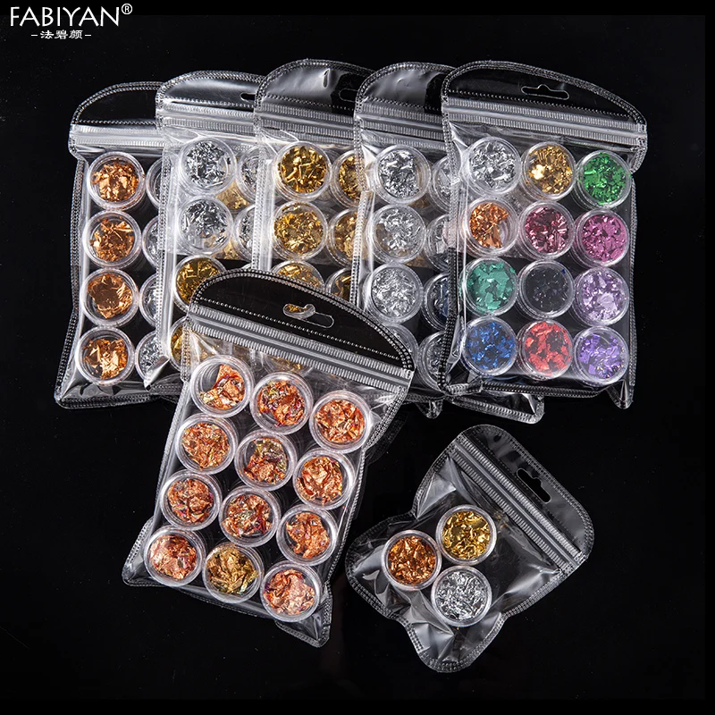 3/12 коробок золотые серебряные медные блестящие фольги для дизайна ногтей чипы