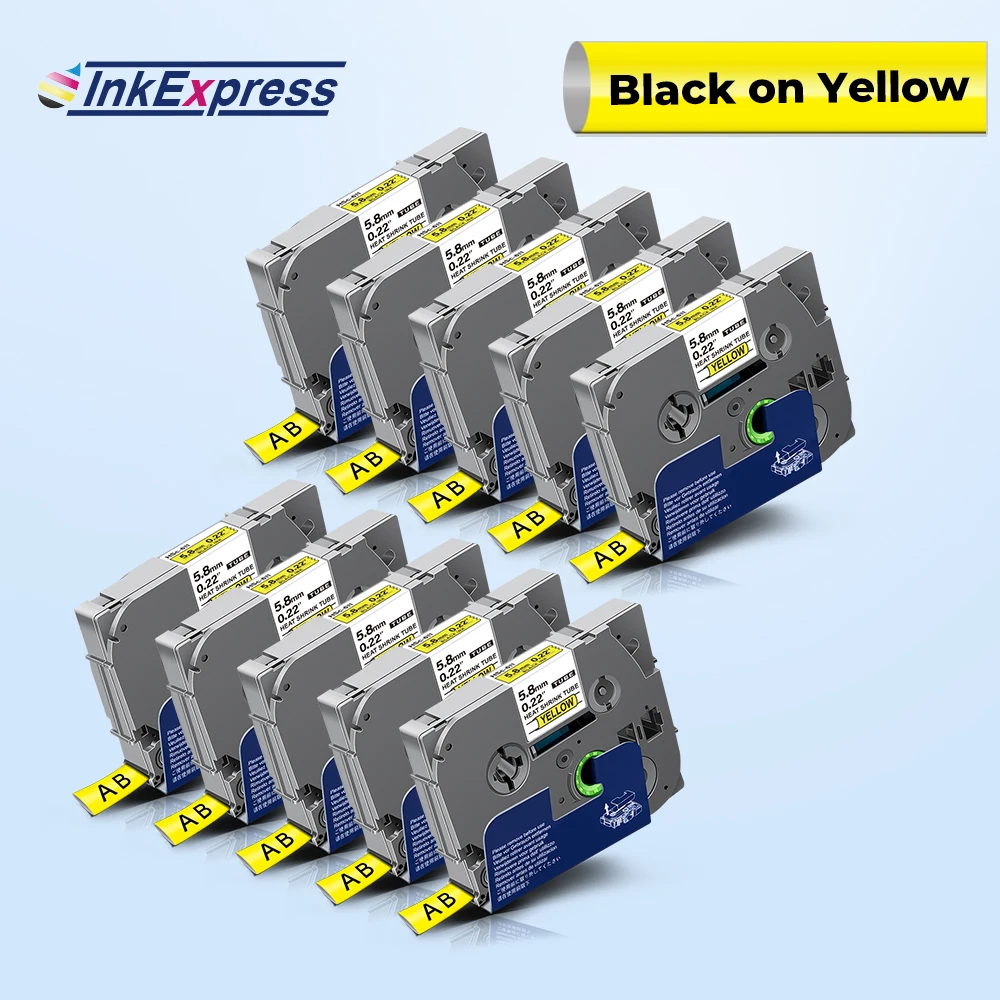 

Термоусадочная трубка для принтера этикеток Brother, черная на желтом цвете, 611 мм, 10 шт.