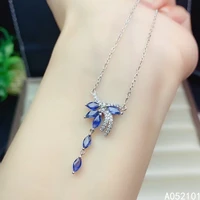 kjjeaxcmy fine jewelry 925 sterling silver natural sapphire girl new exquisite pendant necklace chain support test chinese style
