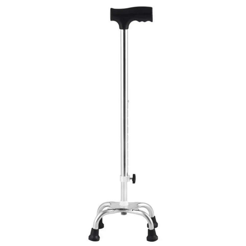 Elderly Stainless Steel Crutches High-grade T-shaper Handle Walking Stick Four-legged Cane Non-slip Elderly Crutches