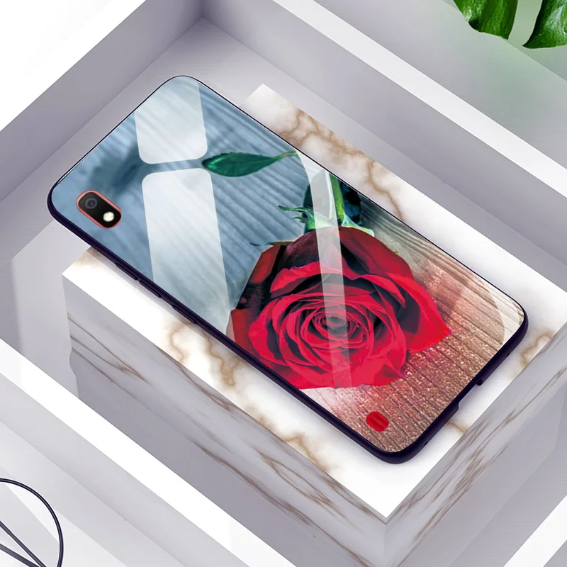 Чехол для телефона из закаленного стекла samsung A10 A30 A305F задняя крышка с ярким