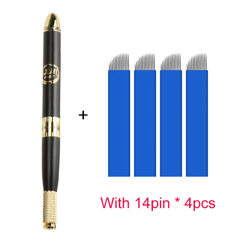 

Microblading Manual Pen Permanent Makeup High Quality Sterile Tattoo Microblading Supplies Eyebrow Device With 4 pcs 14F Blade