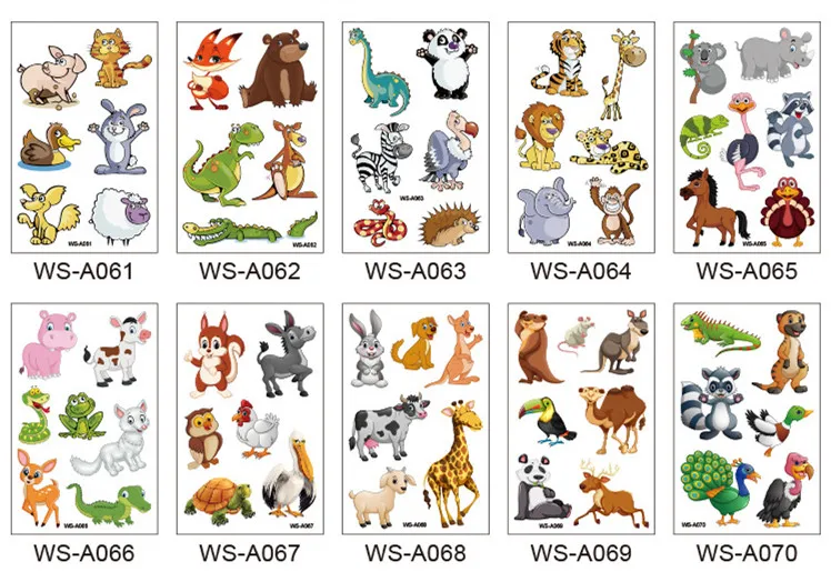 10 шт./компл. временная тату-наклейка с животными кошка собака овечка искусство