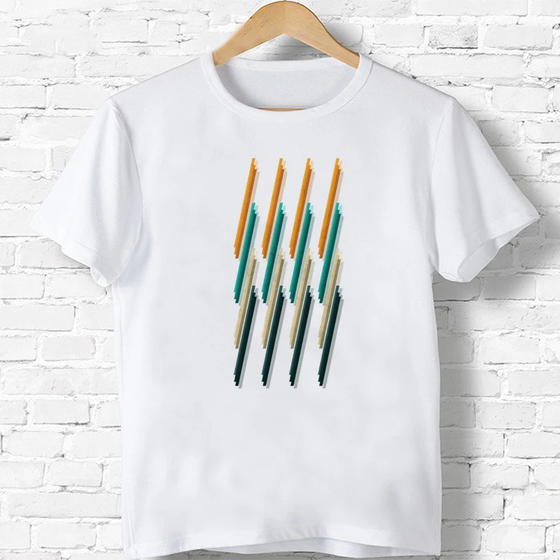 

Geometric Line Colour New Boys/Girls Tops Tees Print Tshirt Summer Loose T-Shirt Kids Clothes Tee Shirt Drop