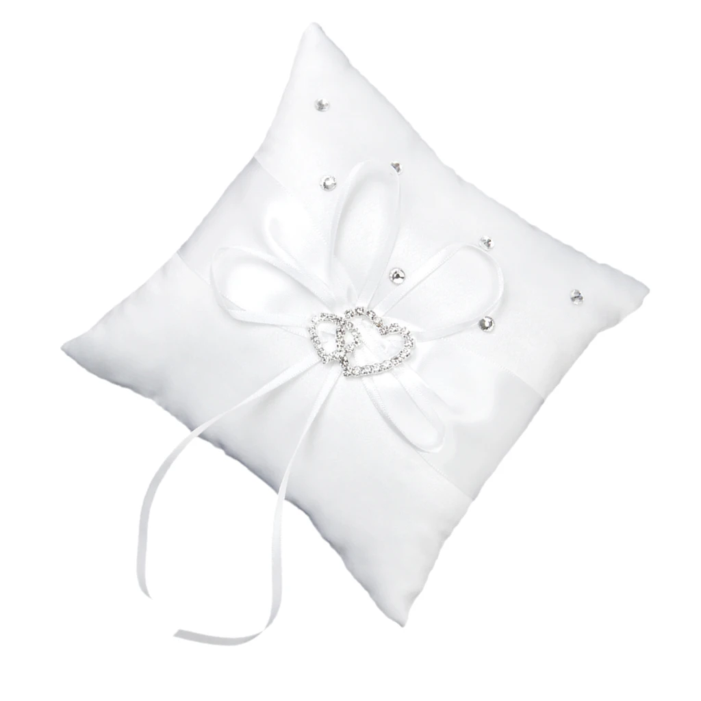 With All My Heart Crystal Diamante Wedding Ring Bearer Pillow White 15cm X15cm | Дом и сад