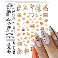1pcs summer fall design nail art decals temporary tattoos 3d flower nail art deco kawaii sticker nail supply flower leaf pattern