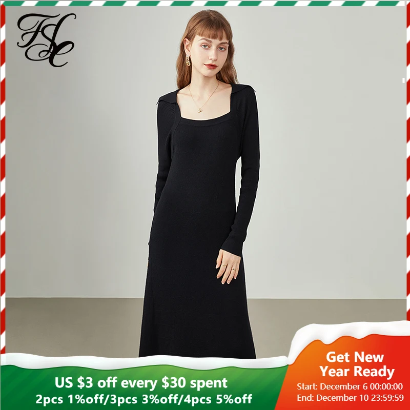 Женская вязаная юбка-трапеция fansilзанен черная облегающая длинная юбка с