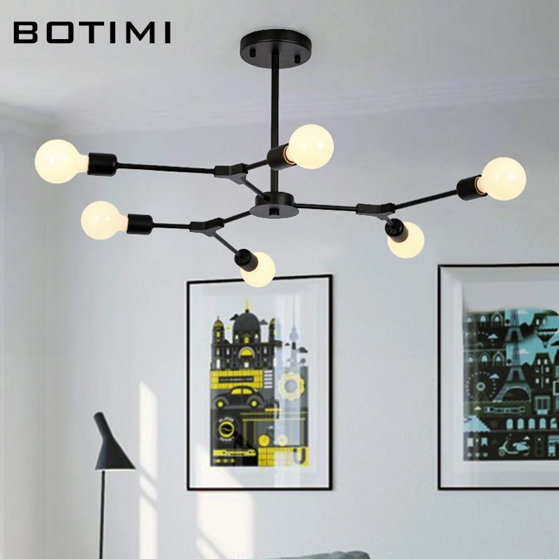 Дизайнерская люстра BOTIMI E27 светодиодсветодиодный лампочки черного цвета для