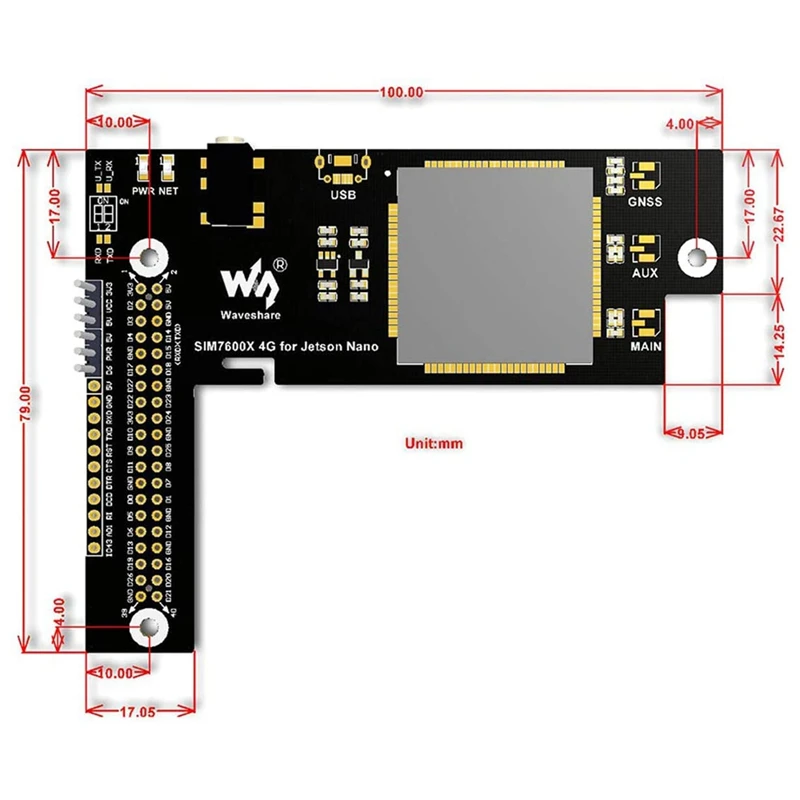 Waveshare 4G/3G/2G/GNSS Плата расширения для Jetson Nano на основе SIM7600G-H |