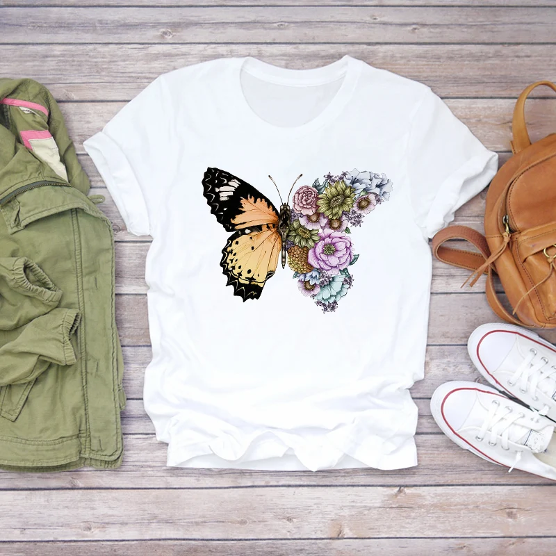 

2020 Skull Flower Vintage Short Sleeve Fashion Print Summer Shirt T-shirts Top T Graphic Female Ladies Womens Tee T-Shirt Women