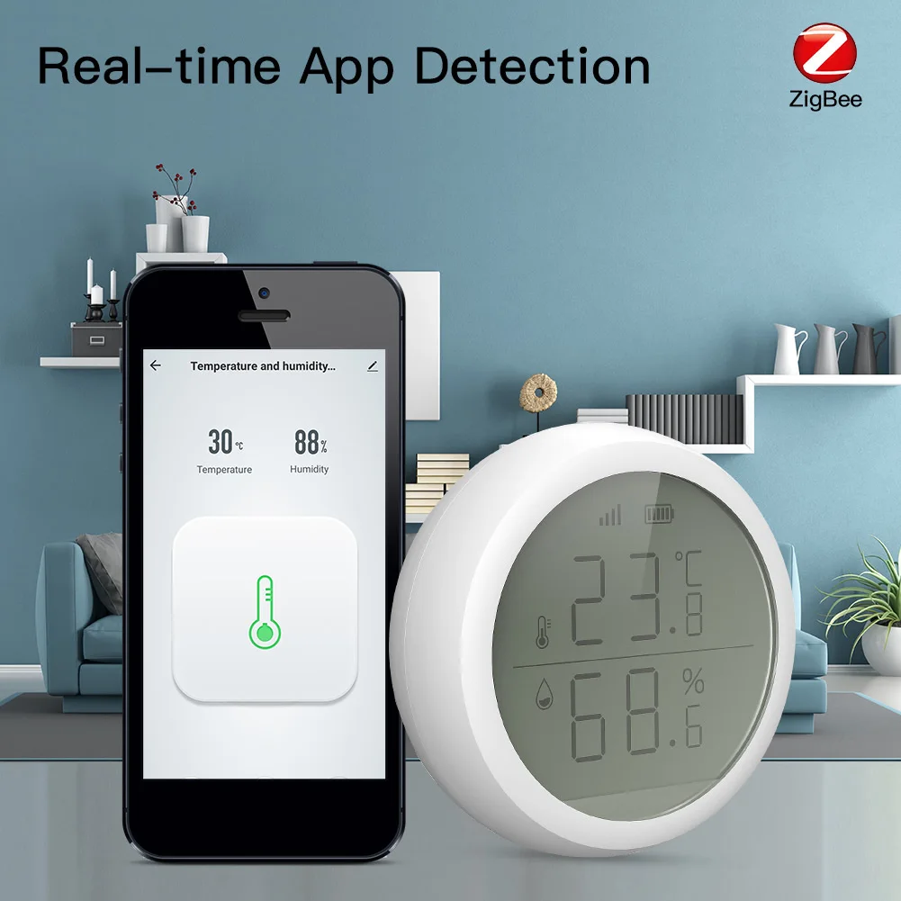 

Tuya Smart Temperature Humidity Sensor APP Remote Control for ZigBee Wireless Detector with LCD Display Smart Home Appliances