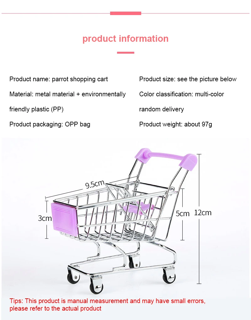 

Parrot Bird Toy Puzzle Training Cart Colorful Funny Mini Shopping Cart Stand Bird Bird Parrot Hamster Toy Supplies