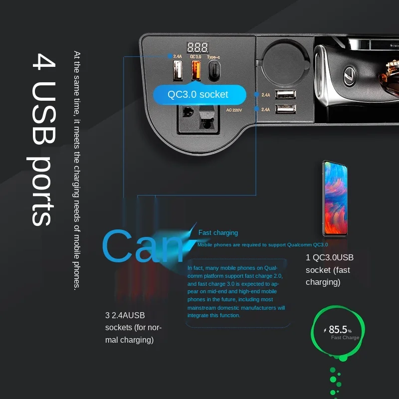 

CX Vehicle-Mounted Inverter Converter Reverse Charger Power All-in-One Machine Head Power Socket