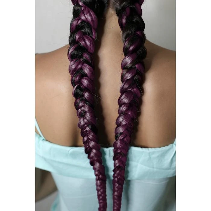 SIM-BRAIDS Канекалон однотонный гофрированный 65 см 90 гр цвет баклажановый | Украшения