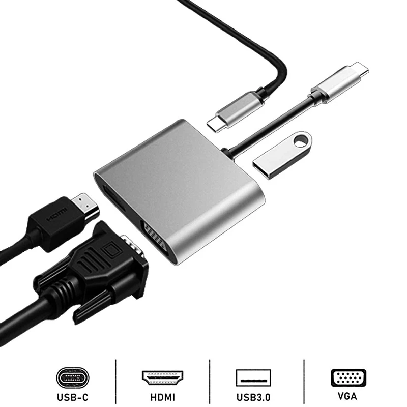 Usb-концентратор C с разъемом типа 4 в 1 usb-хаб двойной Sn дисплей 4K HDMI/HDTV адаптер VGA и