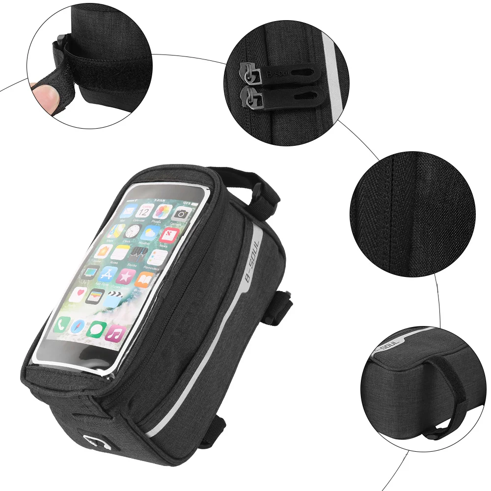 

Waterproof Bicycle Bags 6 Inch Front Tube Beam Storage Box Phone Case Touchscreen MTB Saddle Fixed Frame Bag Cycling Accessories