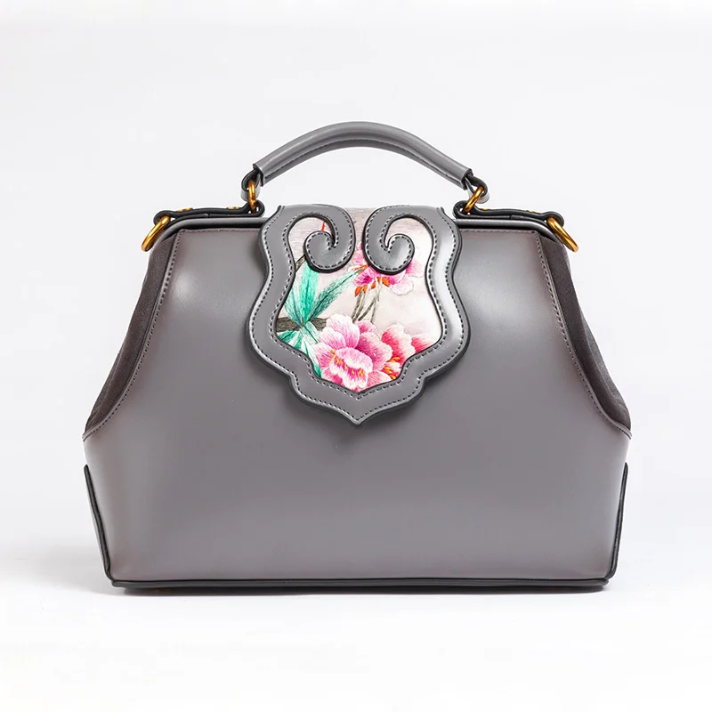 

Новинка 2021, ручная вышивка в китайском стиле, сумка из воловьей кожи с вышивкой в Сучжоу, докторская сумка, модная универсальная сумка-мессе...