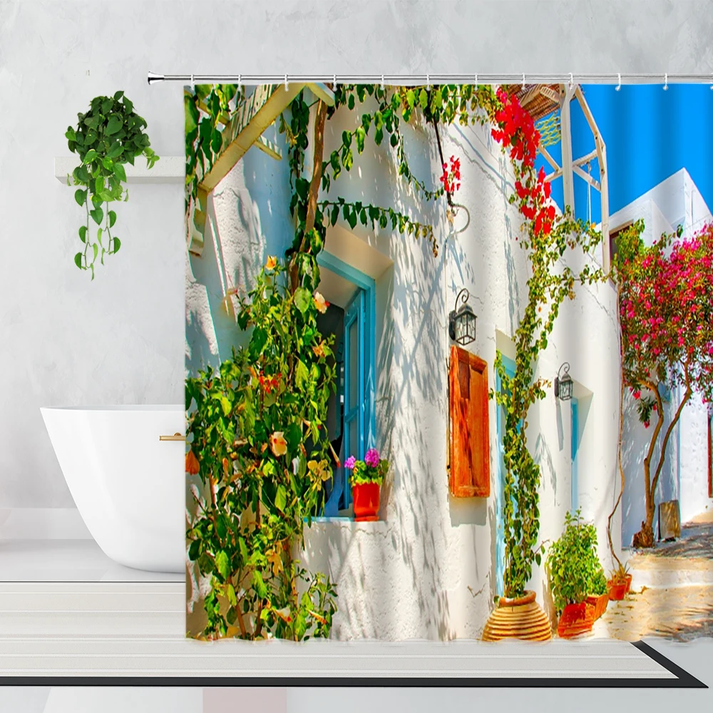 Розовая Занавеска на окно садовые цветы занавеска для душа красивый город улица