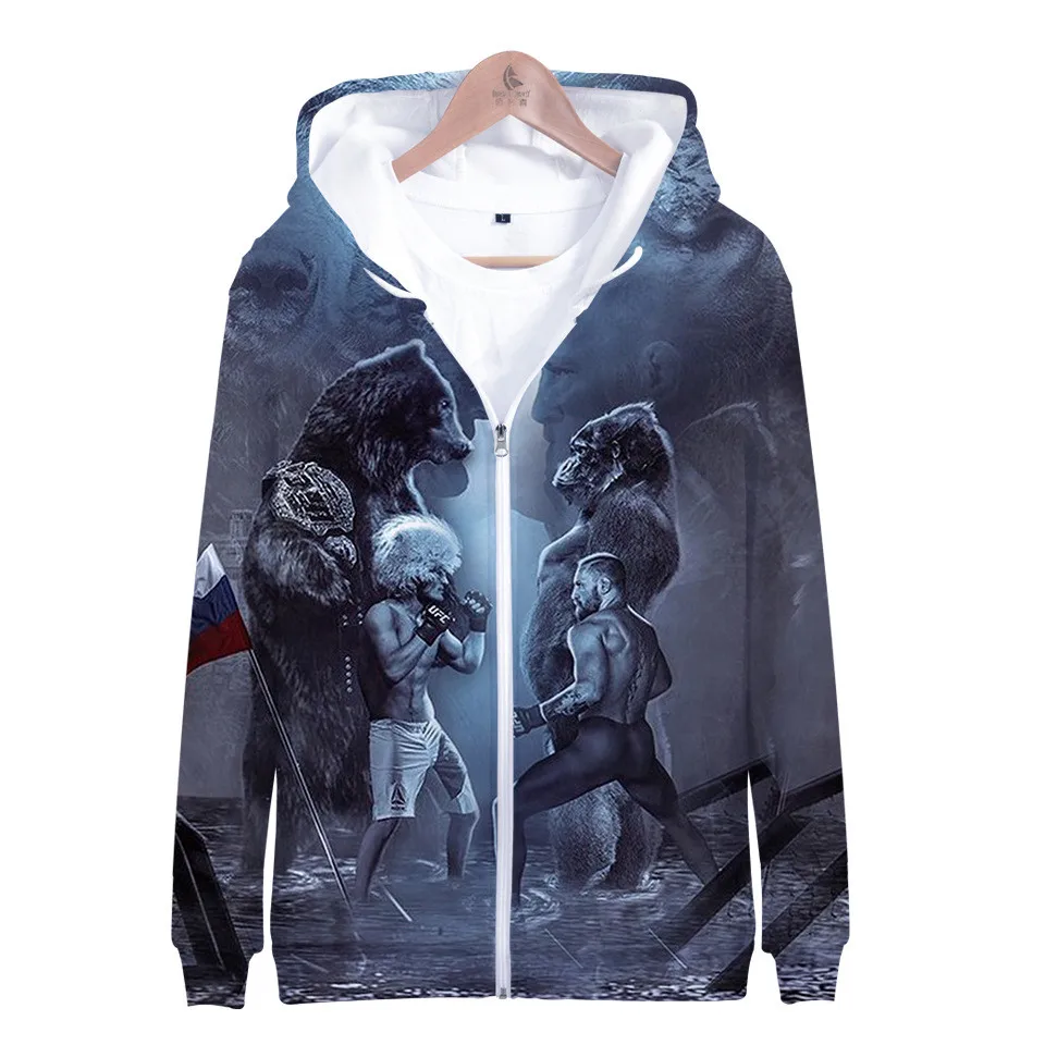 Толстовка с капюшоном на молнии для мужчин и женщин Модный свитшот 3D принтом