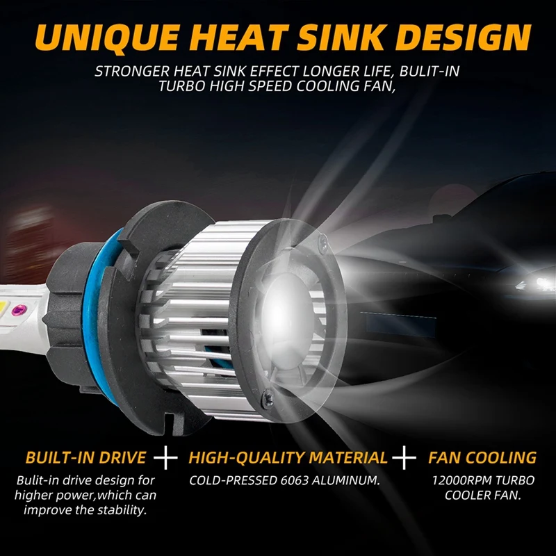 

2X 9004 LED Headlight High Low Beam Kit 4000W 30000LM Bulbs White 6500K