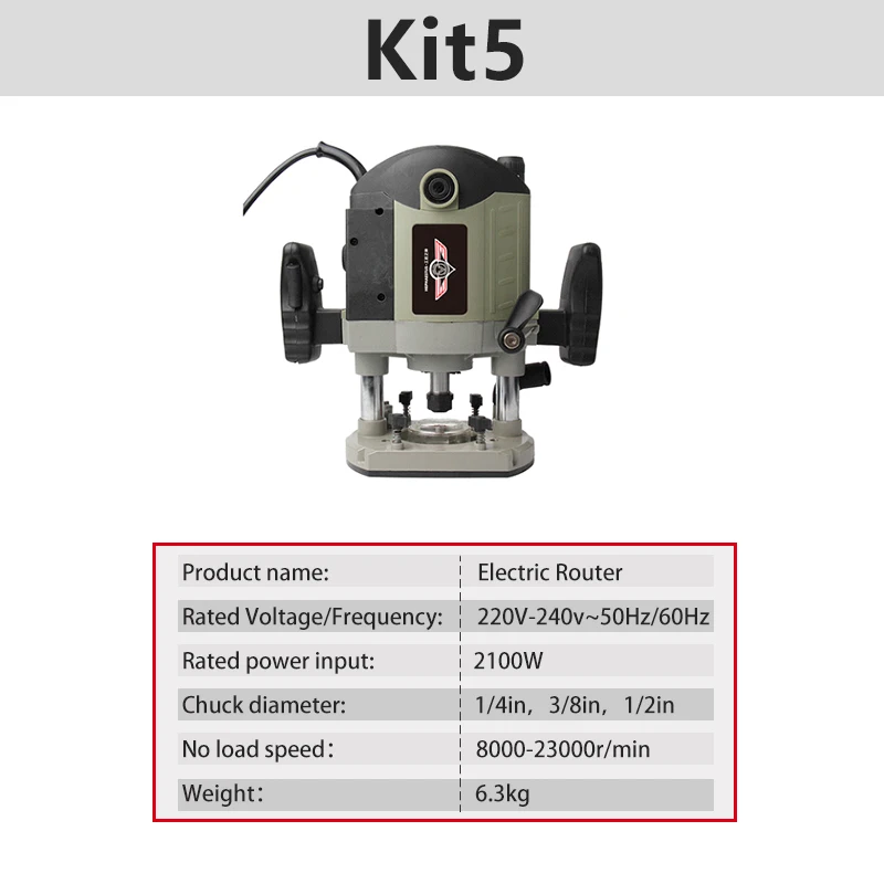kit5 1050 Вт/1500 Вт/2100 Вт деревообрабатывающий электрический триммер роутера фрезерование древесины гравировальный долбежный обрезной станок ручная резьба столярные работы - Цвет: kit5