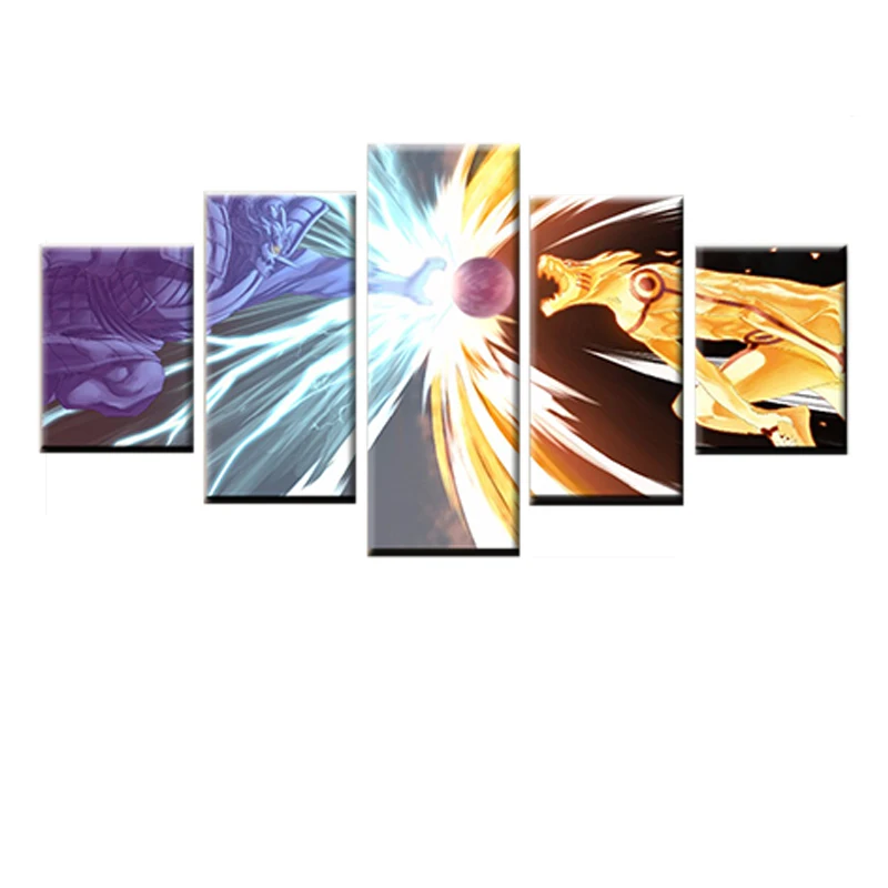 

Nordic canvas 5 panel cartoon Naruto characters modern wall art module painting children's room decoration painting poster