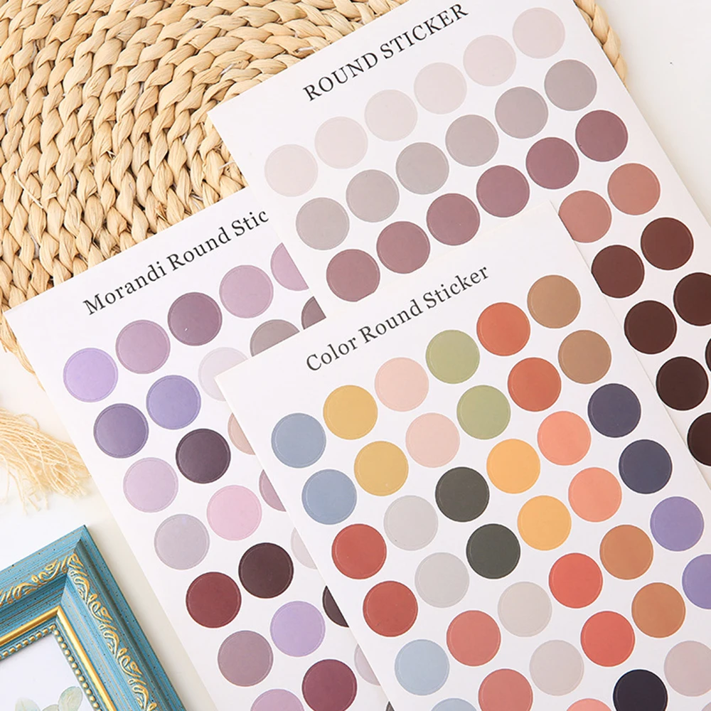 DIY Stickers Dot Morandi Earth Color Moon Scrapbook Album Photo Wall Journal Project Making Happy Card Decoration Sealing Label |