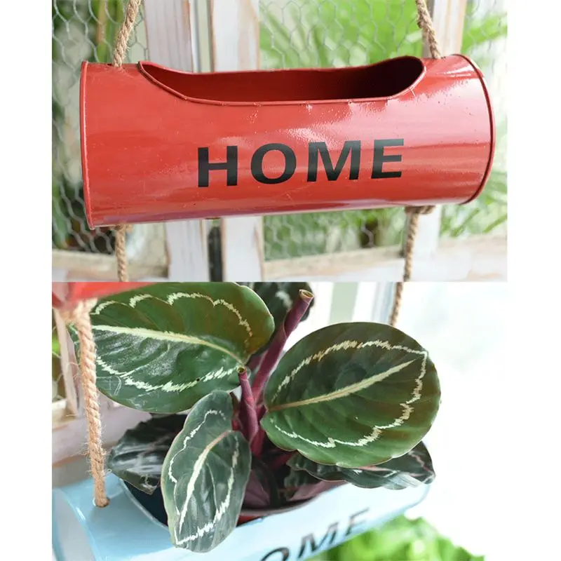 

Nordic Hanging Flower Pot Bucket Plant Container Metal Iron Planter Home Garden Decoration