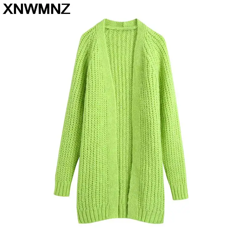

Casual Long Knitted Cardigan Women Tops Mujer Vintage Loose Sweater Coat Solid Oversized Jumper Korean Fashion Clothes