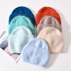 Шапка женская зимняя из кроличьего меха, вязаная