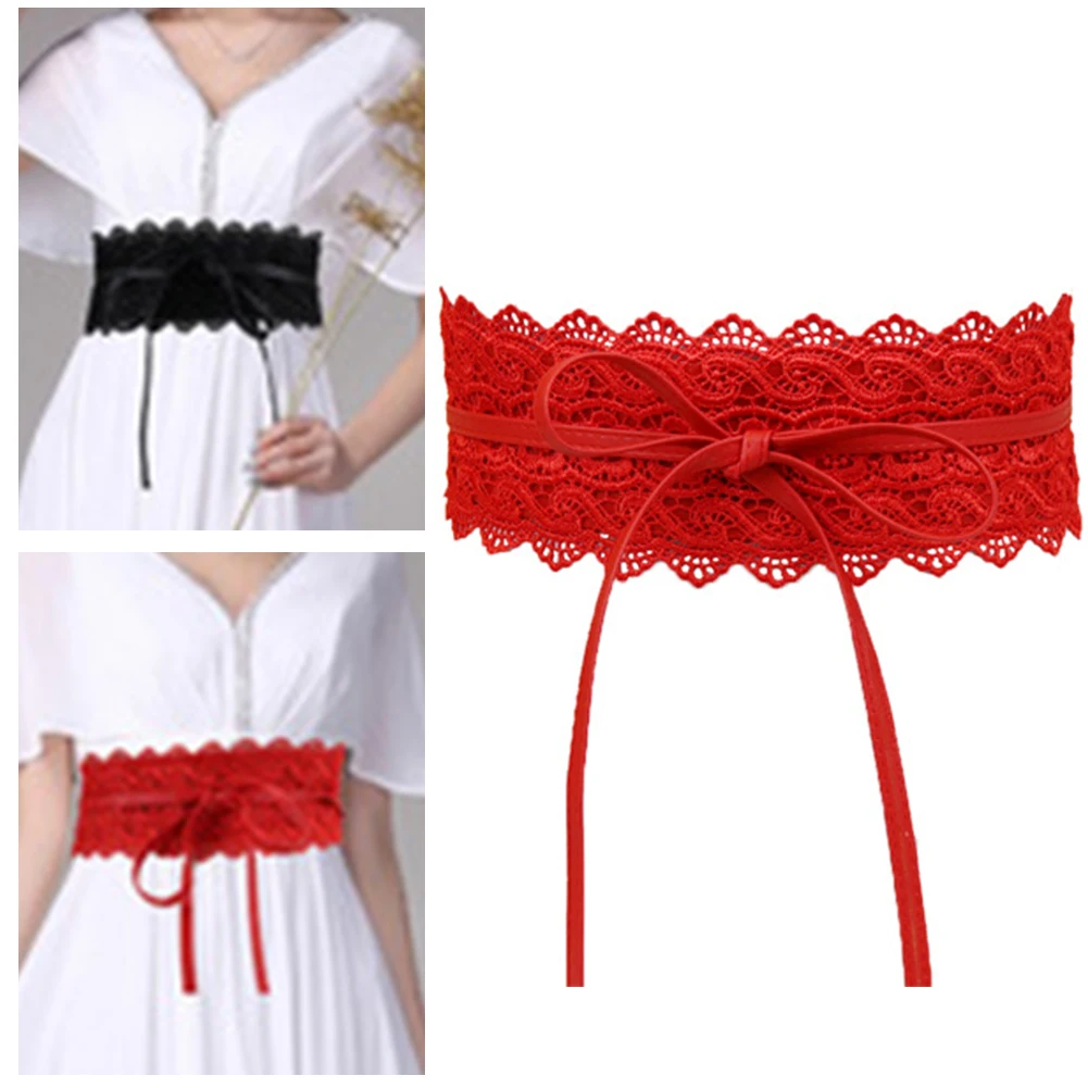

Women Durable For Wedding Dress Easy Matching Fabala Wide Exquisite Cinch Belt Lace Ladies Wasitband Firmly Tie Waist Belt
