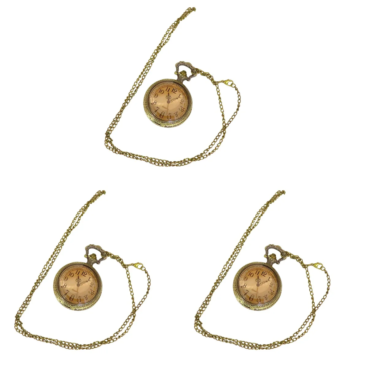

3 pcs Pocket Watch Clamshell Hanging Watch Retro Pocket Watch Big Numbers Watch