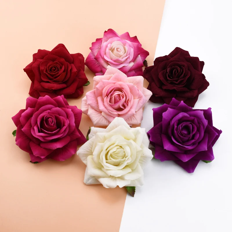100PCS 10Cm Wholesale Artificial Flowers Roses Head Wedding Decorative Wall Diy Christmas Decoration Home Decor Brooch Candy Box
