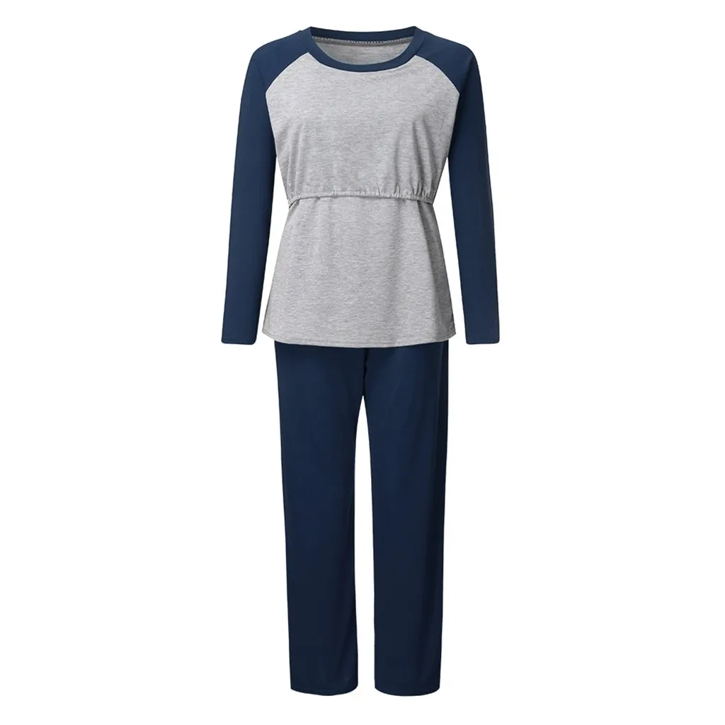 

Women Maternity Long Sleeve Nursing Baby T-shirt Tops+pants Pajamas Set Suit Pijama Premama Invierno Maternity Nursing Pajamas